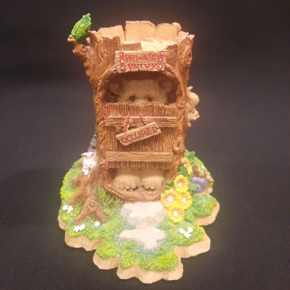 Vintage San Francisco Music Box Bear In A Tree Stump Outhouse ~ As Time Goes By